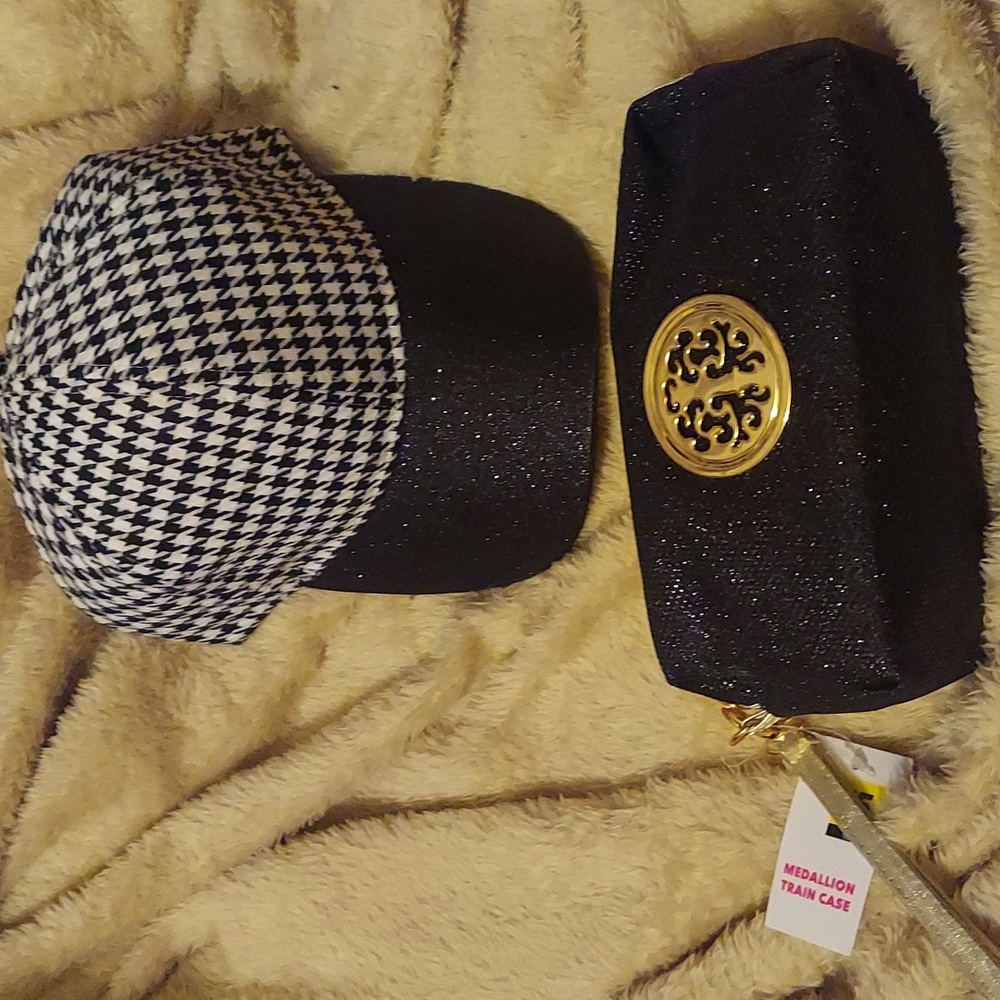 LOT OF 2!! Sparkle train case and cap NWT